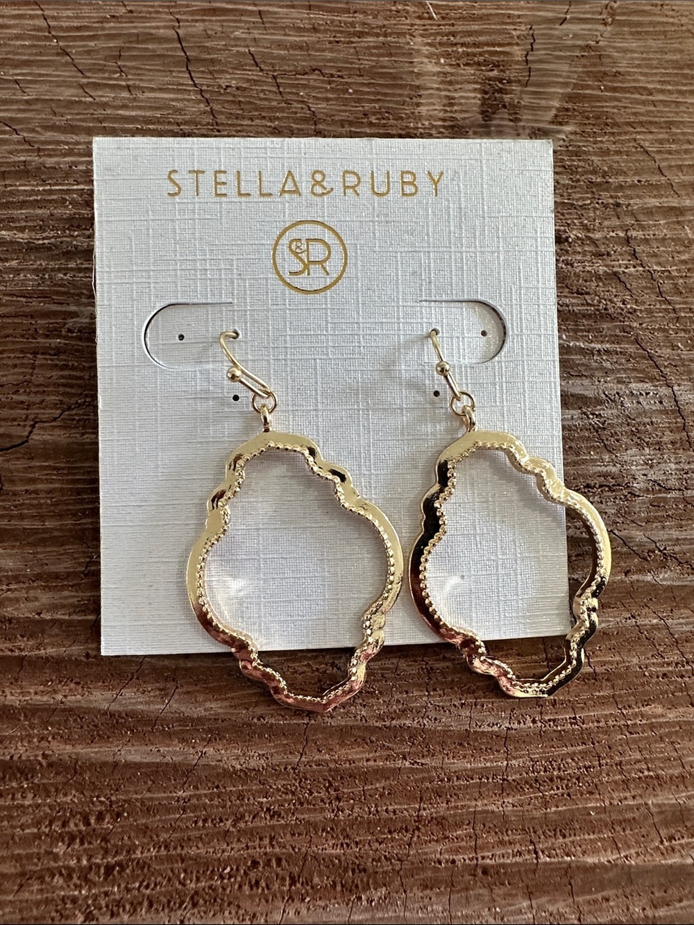 Gold Textured Quatrefoil Hoop Earrings